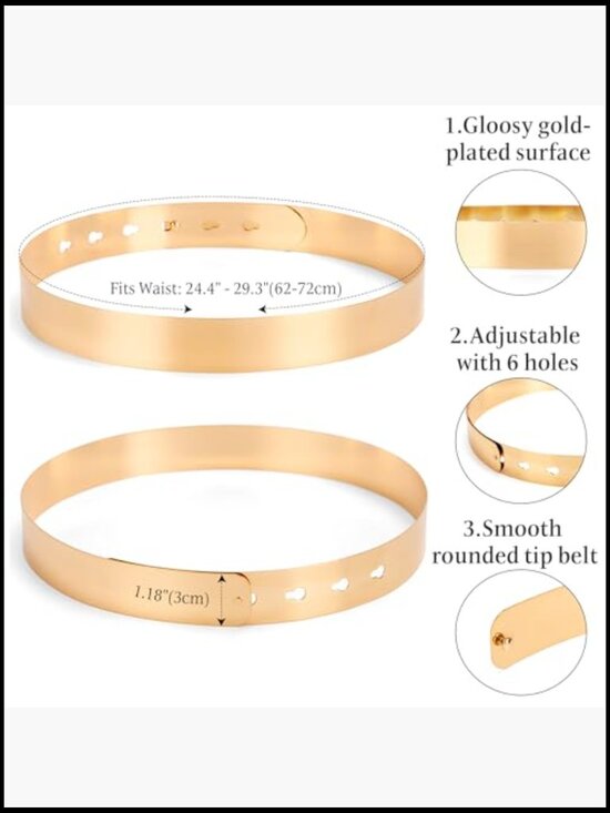 Metal Waistband Skinny Belt Elastic Stretchy Belt with Interlocking Buckle main image 6